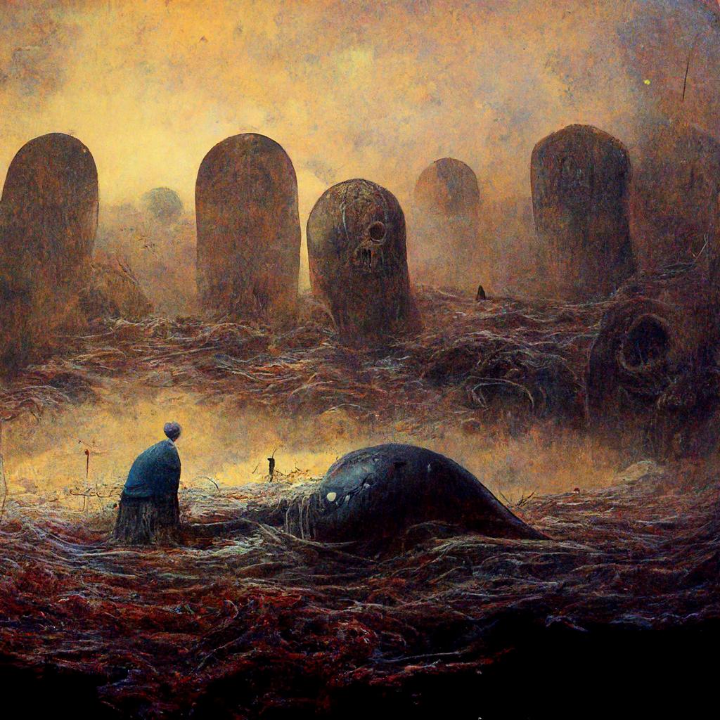 vermisluminium's tweet photo. submarine and whales graveyard beksinski
#aiart #beksinski #midjourney #lovecraft #horrorart #digitalart #digitalartwork https://t.co/ijH07IFJCR