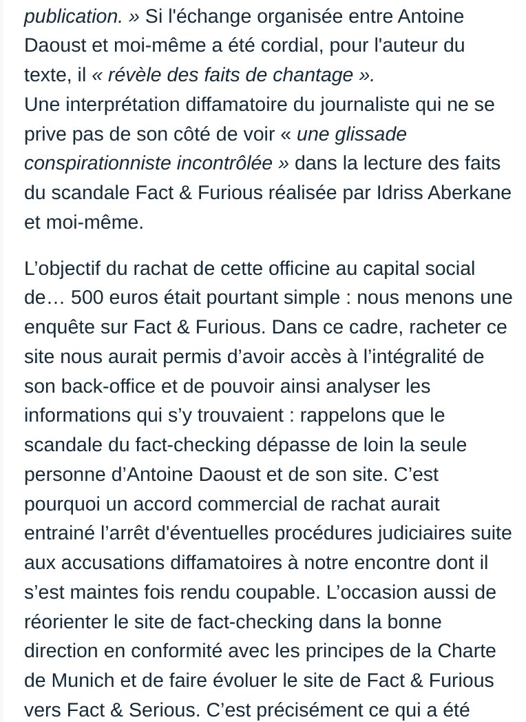HugonetX's tweet photo. Dans son dernier torchon complotiste, Xavier Azalbert avoue tranquille avoir fait chanter Antoine Daoust, co-créateur du site de presse online Fact &amp; Furious, pour s'en approprier les archives.

Mais, "cordialement"...

#FranceSoir #FactnFurious #Complotisme #Terrorisme #Covid19 https://t.co/Z5VK8ZAOnk