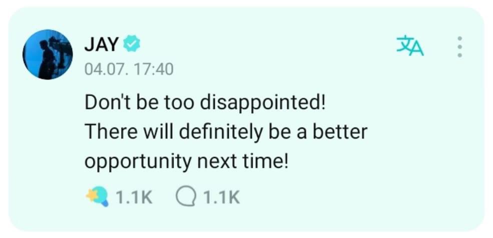 enhalynnie's tweet image. to engenes who weren't able to secure a ticket for manifesto in manila, jay has something to say