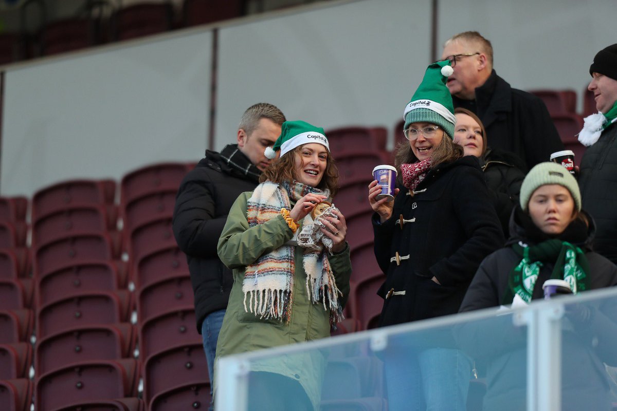 HibernianFC's tweet photo. Supporting the Hibees today 💚

Thank you to Capital Credit Union for providing the Hibs Christmas hats! https://t.co/zEhTcRlFWt