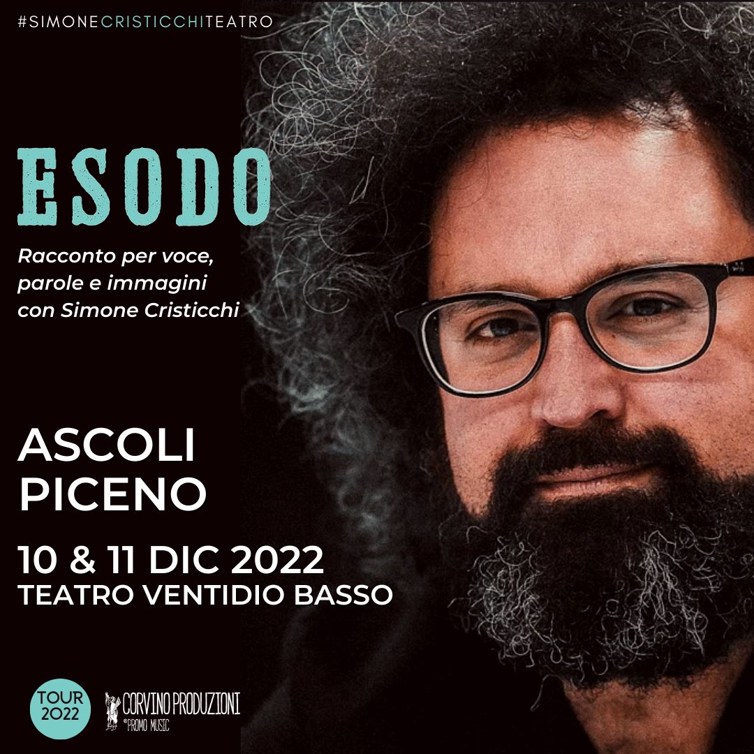 Ultimo appuntamento di ESODO oggi ad Ascoli Piceno 
📌 11/12/22 ore 17:30
🎟  BIGLIETTI > bit.ly/3FtHifL

#simonecristicchiesodo #esodosimonecristicchi 
#simonecristicchiteatro 
@plateaviva
#esodogiulianodalmata