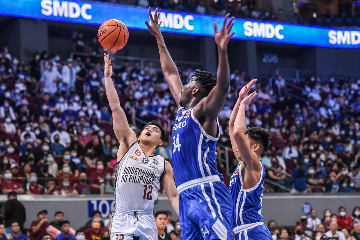 RapplerSports's tweet photo. JUST IN. The UP Fighting Maroons move one win away from defending their men's basketball championship after a thrilling 72-66 escape over the Ateneo Blue Eagles! 

#UPFight #UAAPSeason85 #UAAPSeason85Finals https://t.co/RlequOpEhT https://t.co/YooCnAIlMt