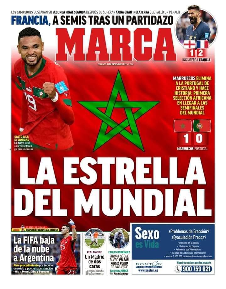altamiranoMLG's tweet photo. La prensa deportiva española rendida a la evidencia del fútbol marroquí 🇲🇦 https://t.co/kmb5Q02qVf