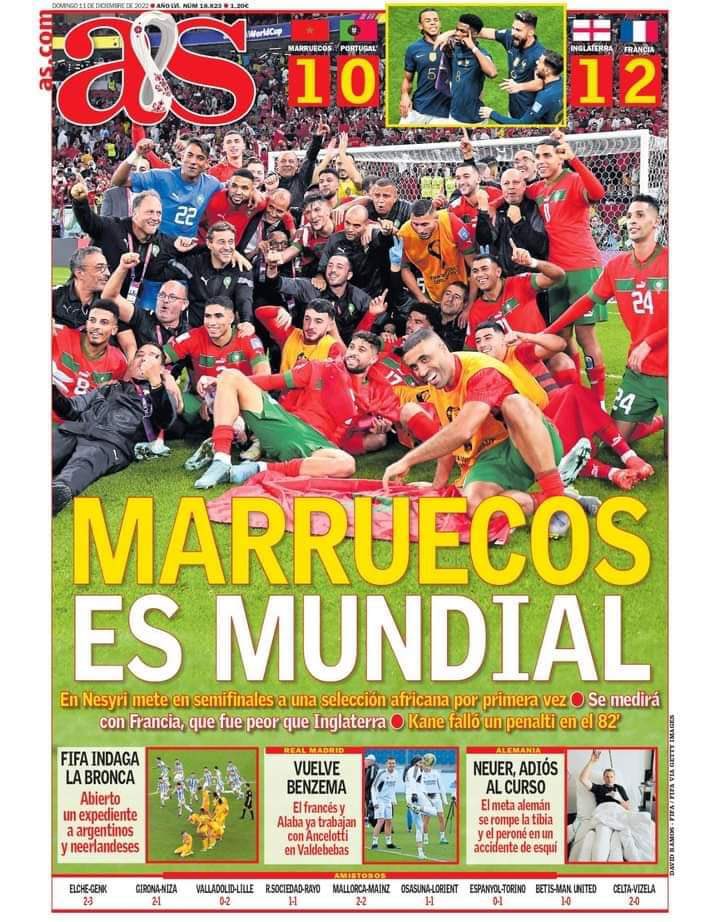 altamiranoMLG's tweet photo. La prensa deportiva española rendida a la evidencia del fútbol marroquí 🇲🇦 https://t.co/kmb5Q02qVf