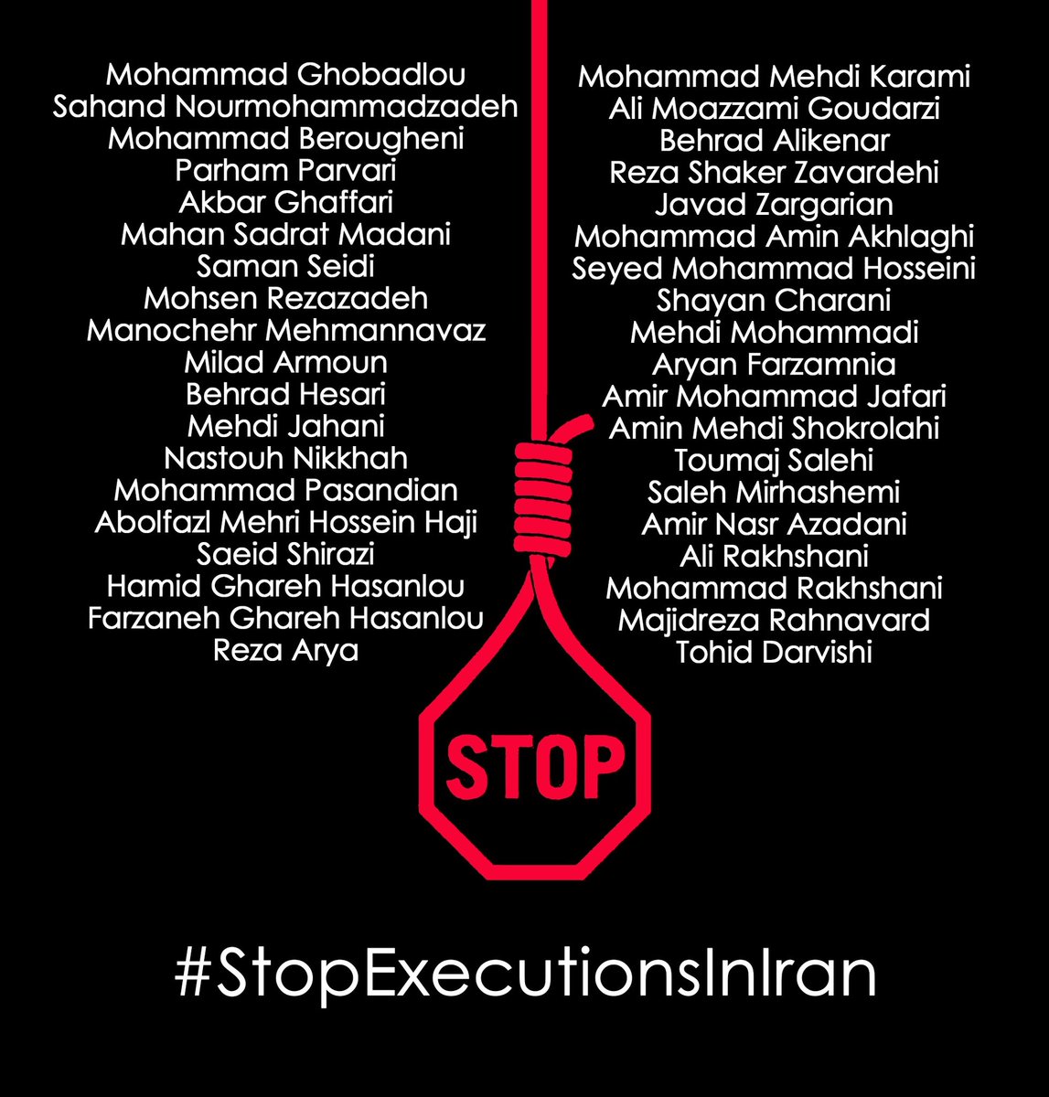 ChiOnwurah's tweet photo. A constituent has asked me to share these names of #Iranian protestors threatened with execution for claiming their basic human rights.  At least one, ⁦#MahanSadratMadani⁩, 23, is on death row without any due process. #StopExecutionInIran https://t.co/XjzcEQJhLF