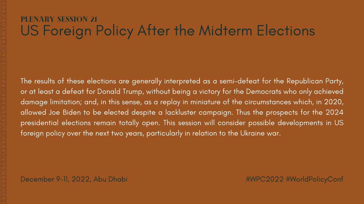 WorldPolicyConf's tweet photo. Here already begins the last session of the 15th edition of the World Policy Conference on #US Foreign Policy. Read what it will be about below.⤵️
Follow the final session on our livestream ➡️⏺️https://t.co/zuVaZf1pTK
#WorldPolicyConf #worldpolicyconference #WPC2022 @IFRI_ https://t.co/HAMVkK6xnF