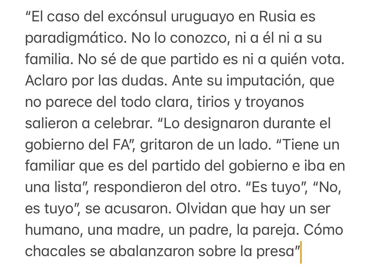 Comparto fragmento de la columna de hoy de <a href="/PedroBordaberry/">Pedro Bordaberry</a> en <a href="/elpaisuy/">EL PAÍS</a>. Muy atinada reflexión.