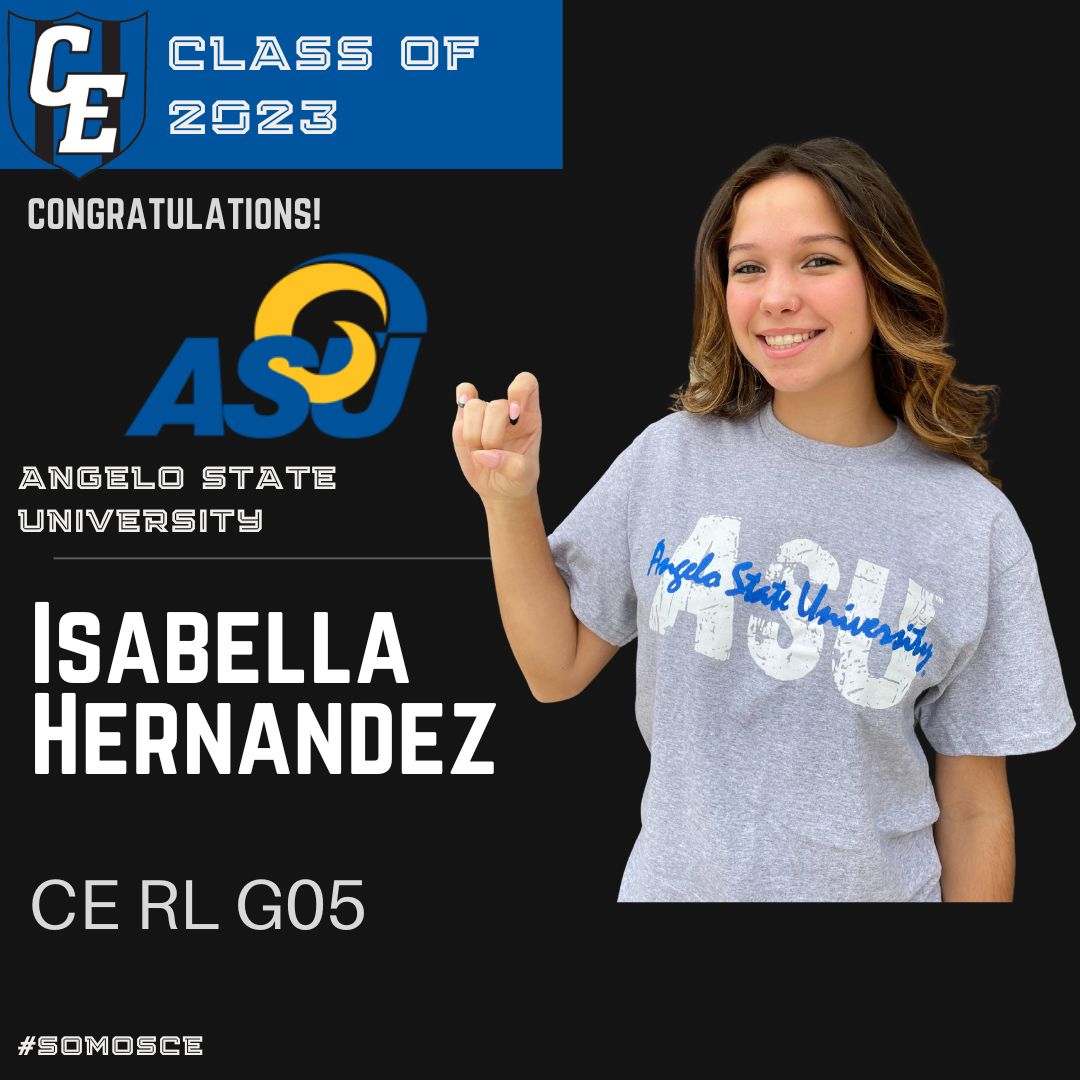 Congratulations to Isabella Hernandez from our RL G05 for committing to continue her education and soccer career at Angelo State University! We are #CEproud #somosCE ⚫️🔵