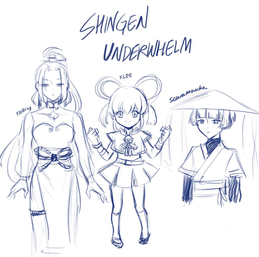 keqing, klee and scaramouche brought to you by three people who have never played gensh!n 