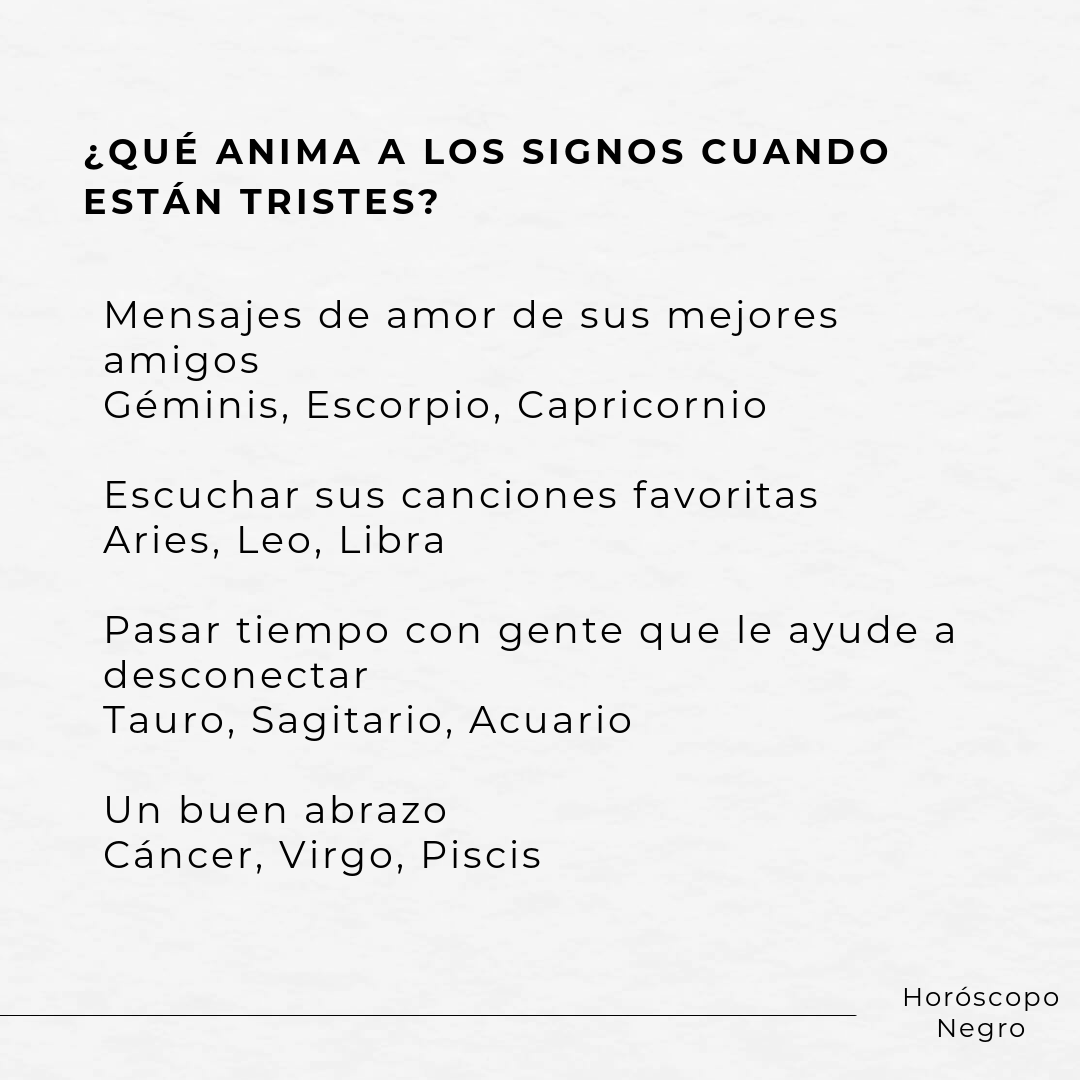 horoscoponegro's tweet photo. ¿Qué anima a los signos cuando están tristes? 🔮✨❤️‍🔥 https://t.co/GA6G4V94rt