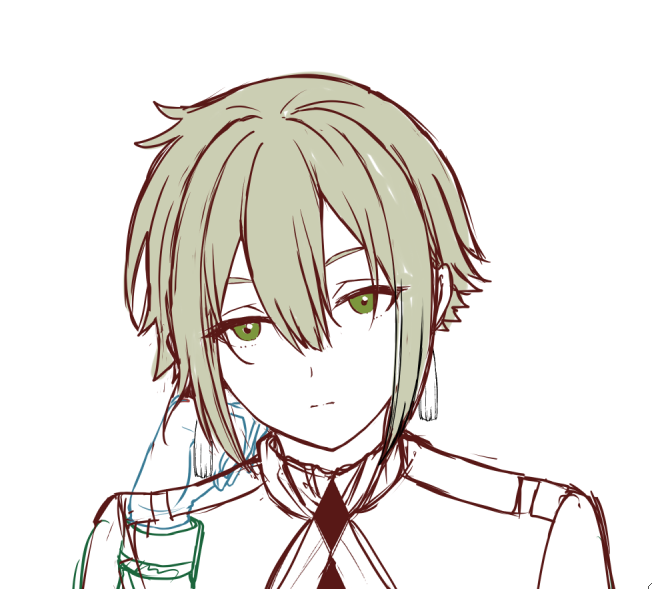 アイコン用にエランの下書きしてたけど真正面顔って一番崩れるやつじゃん!と気付いて没に… 