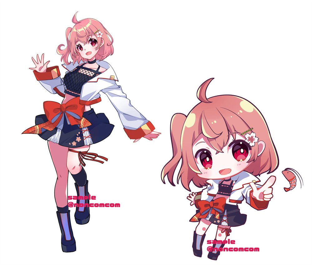 「ꉂꉂ改めておしらせ駿河湾の桜えびのキャラクター桜海ちえちゃんのキャラクターデザイ」|noncom🐹4/29超ボーマス→5/5コミティアのイラスト