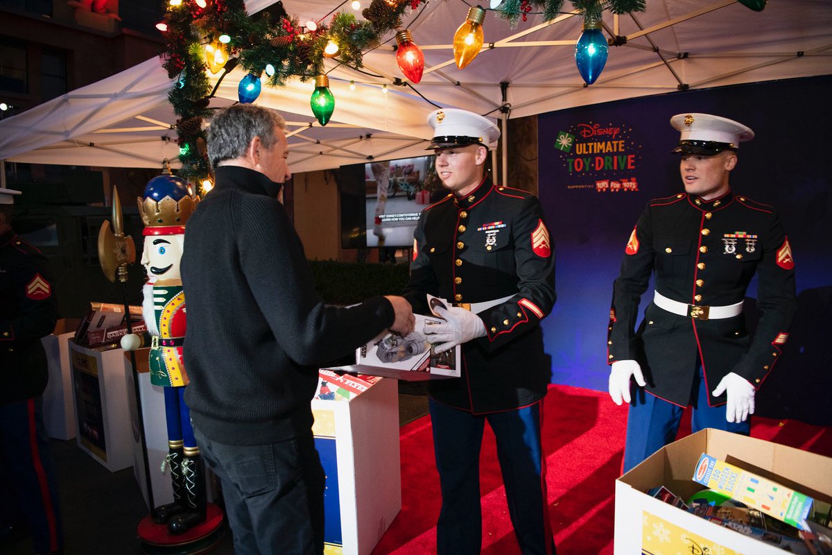 Last night I attended the holiday party on the Disney lot & I was filled with optimism & warmth, surrounded by lots of cast members & their families. Many donated toys to @ToysForTots_USA, marking the 75th year of our partnership with them & the marines that make it happen!