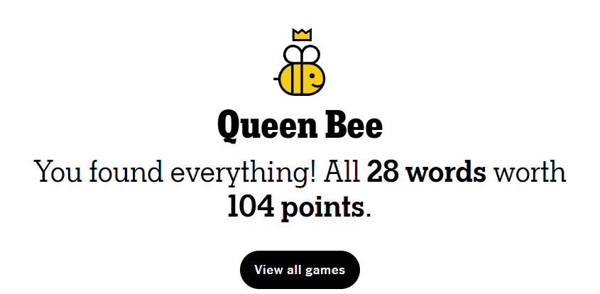 Short but fun bee. Needed the grid at the end for a few words. #nytsb