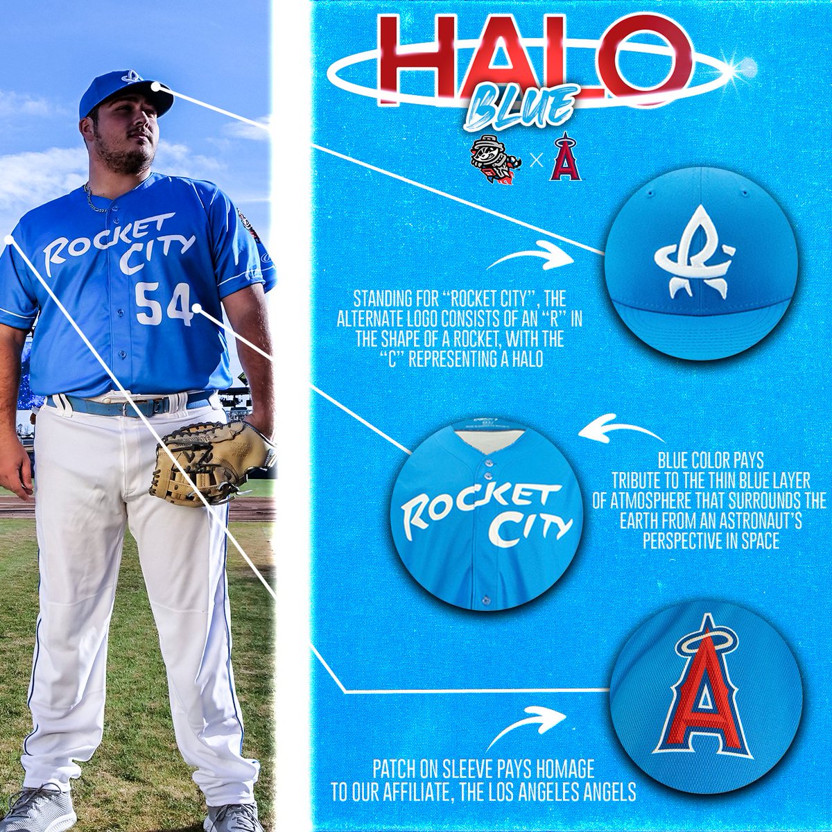 Rocket City Trash Pandas (@trashpandas) on Twitter photo 𝗛𝗔𝗟𝗢 𝗕𝗟𝗨𝗘: A salute to the spirit of space exploration and our acclaimed <a href="/Angels/">Los Angeles Angels</a> affiliation. 🫡 𝗛𝗔𝗟𝗢 𝗕𝗟𝗨𝗘: A salute to the spirit of space exploration and our acclaimed <a href="/Angels/">Los Angeles Angels</a> affiliation. 🫡