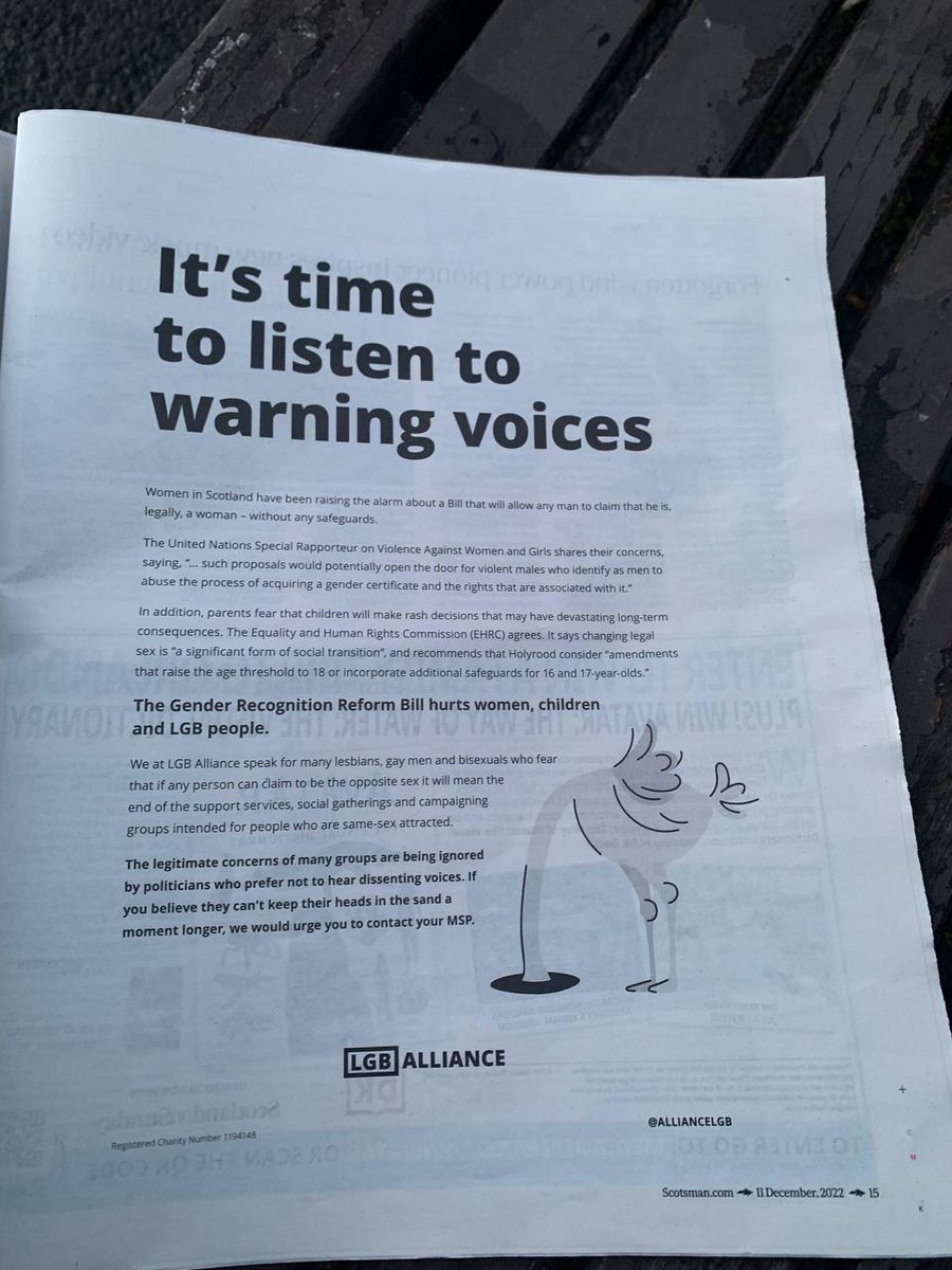 With a final reading of the Scottish Government's gender reforms due to be rushed through on December 21st, the legitimate concerns of many groups continue to be ignored by politicians who prefer not to hear dissenting voices.

Please contact your MSP and make your voice heard.