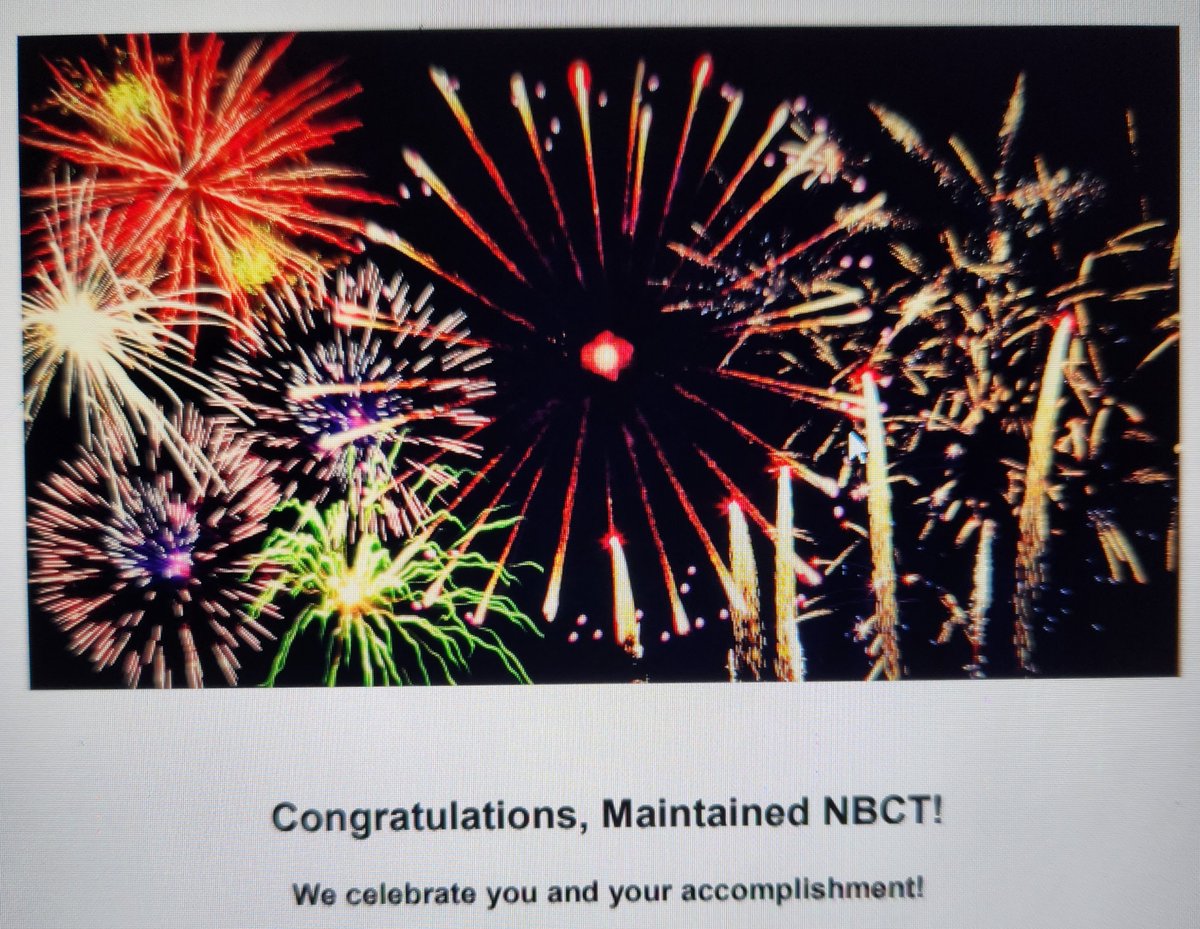 I've successfully maintained my National Board Certification! I'm thankful for the wonderful students, awesome staff, and supportive parents @WalnutCreekES. I will continue to learn, grow, and lead. @WCPSS @NBPTS #NBPTSstrong #TransformativeProcess
