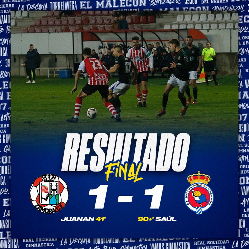 RSGimnastica's tweet photo. ⏹️ ¡Final del partido en Zamora!

Zamora CF 1 - 1 #RSGimnastica   

#AnteTodoGimnastica #SegundaFederacion https://t.co/tGkKGyTXrh