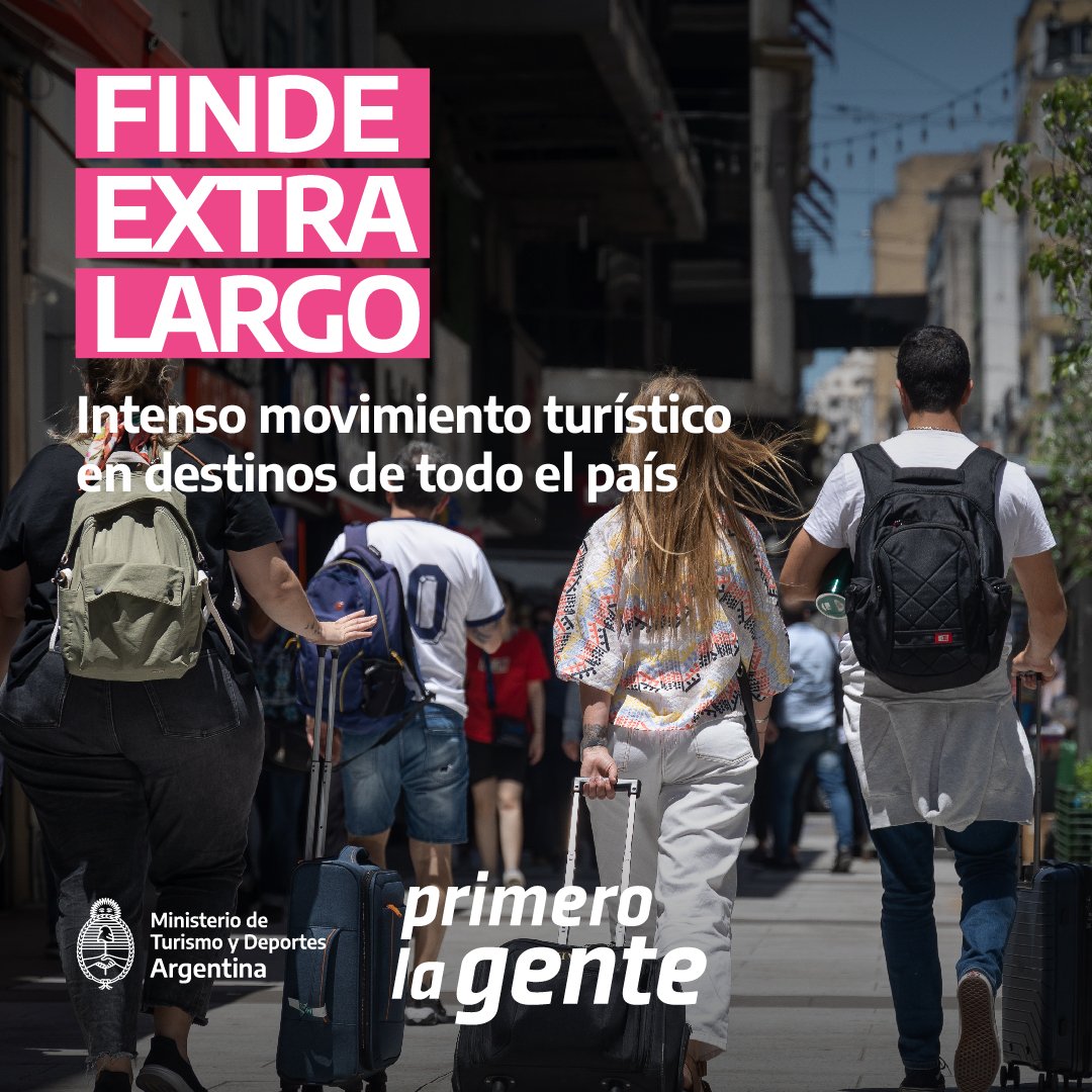 TurDepAR's tweet photo. Intenso movimiento turístico en destinos de todo el país durante el último #FindeExtraLargo del año. 🧳
👉 https://t.co/8x7uQf9Rp9
#PrimeroLaGente 🇦🇷 https://t.co/hCAUB3l7rD
