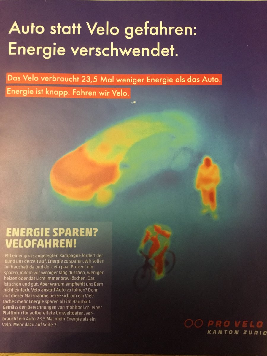Das Velo verbraucht 23,5 Mal weniger Energie als das Auto. Energie ist knapp. Fahren wir Velo.

#energiesparen #Energiekrise <a href="/bafuCH/">BAFU - OFEV - UFAM - FOEN</a> @Velojournal #energiespartipp @AlbertRoestiCH