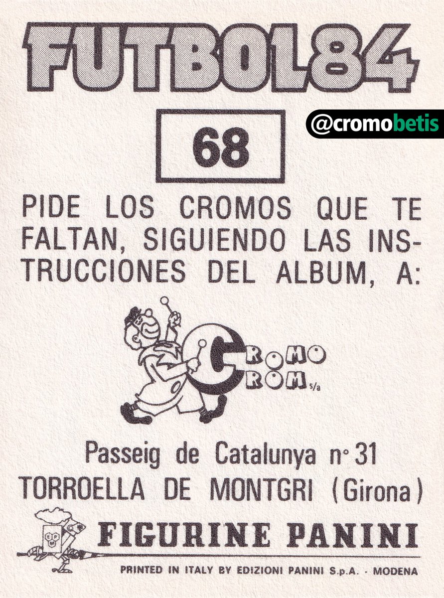 ROMO Temp. 83/84 (Panini) // Domingo de Romo #CromoBetis @ColeccionBetis