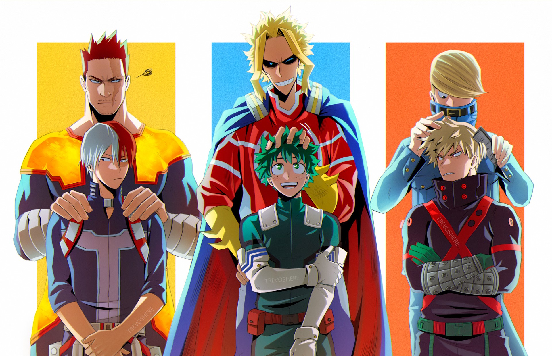 all might, yagi toshinori, and all for one (boku no hero academia) drawn by  trevo_(trevoshere)