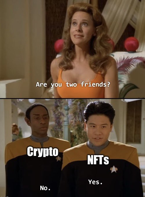 NFTHawks's tweet photo. Crypto mfs hate NFTs 😂 https://t.co/EM97gYqQvr