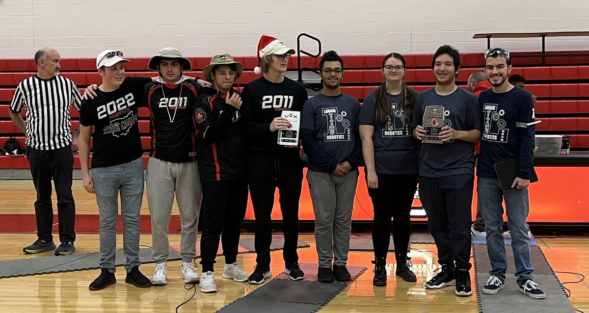 loraincsd's tweet photo. We are happy to announce we have our first high school team to qualify for the #VEXRobotics state tournament in March after Team 8609Z received the Tournament Champions Award Saturday at the Brookside VRC Blended Qualifier. https://t.co/5v3zBl5Xna