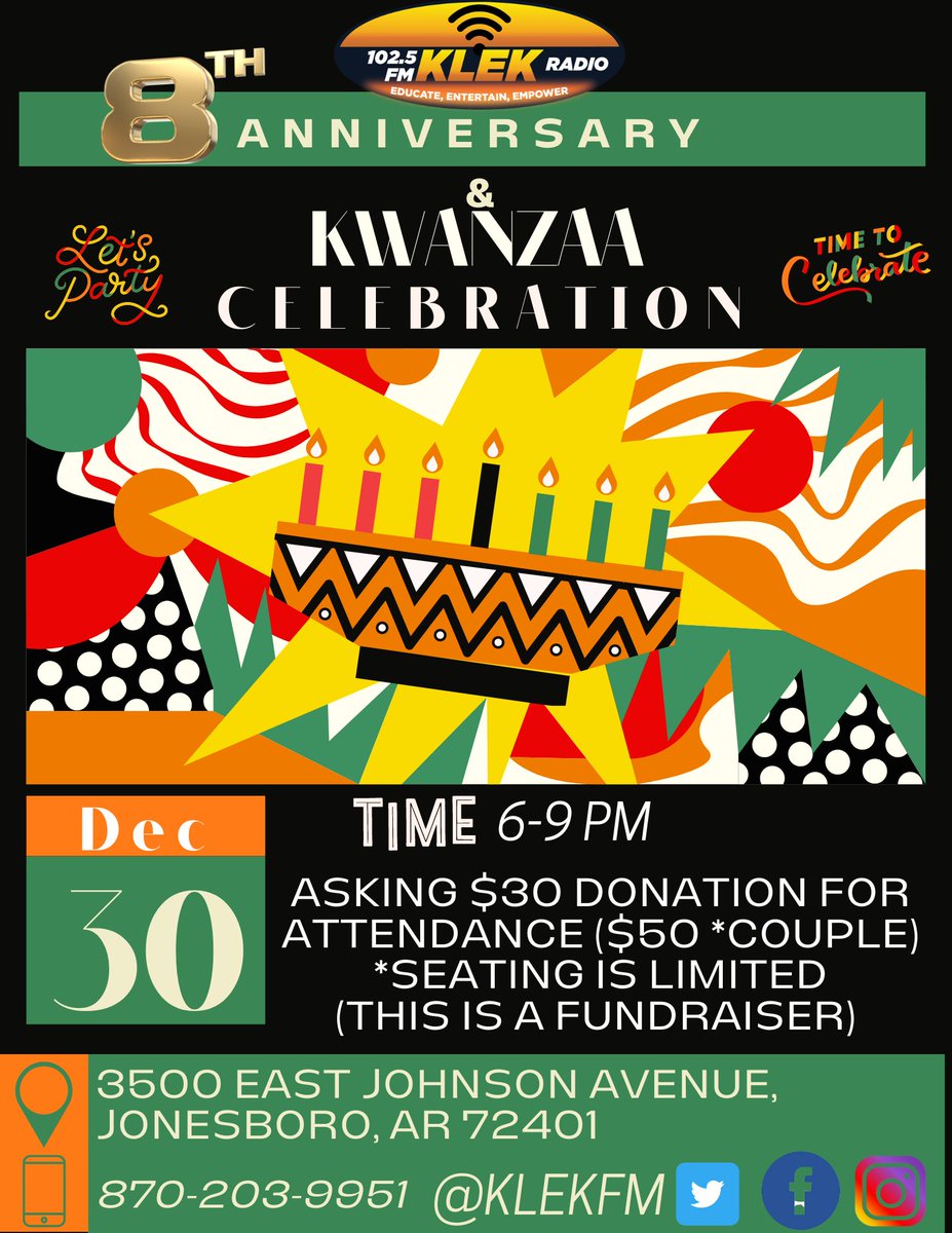 For more info call 870-203-9951 ! Tickets can be purchased via : Cashapp; Paypal; Venmo ; or in person $klekfm on all payment platforms