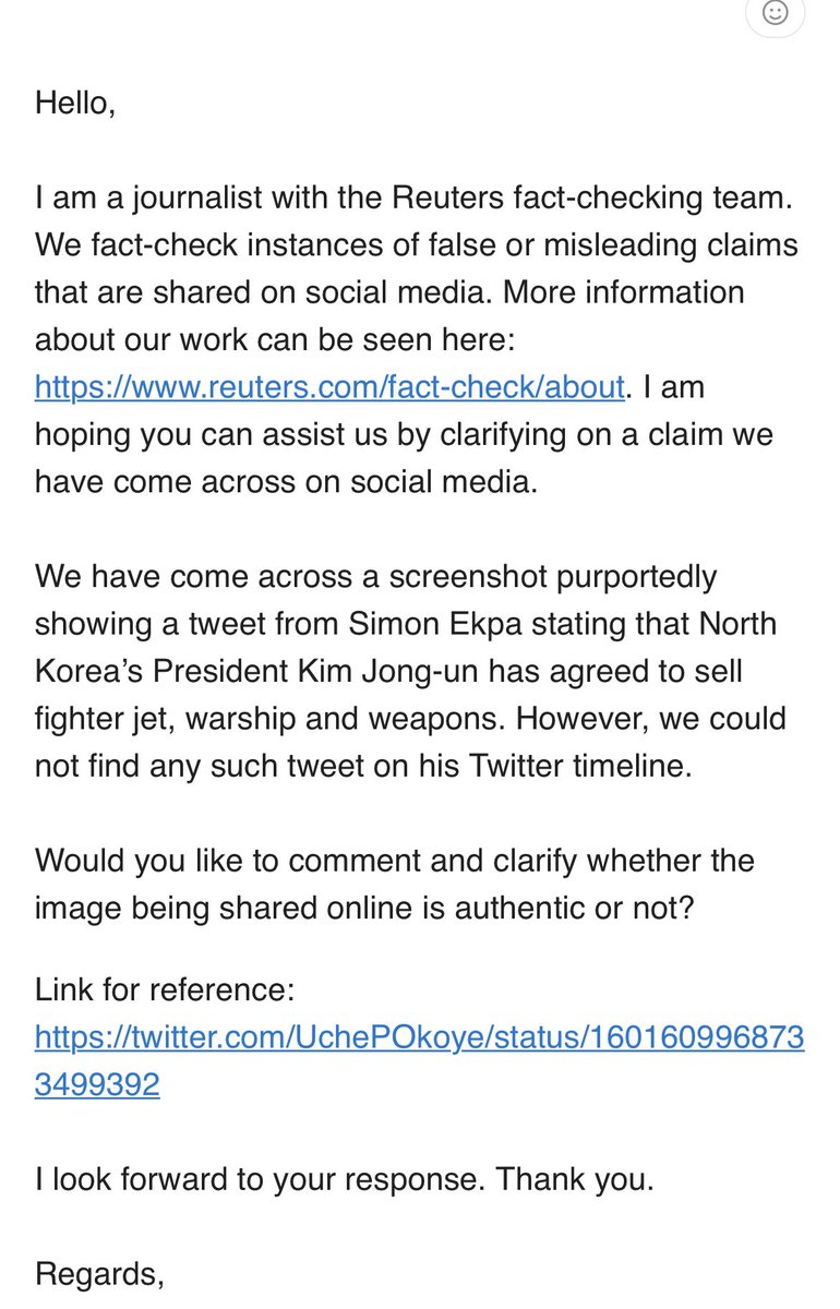 simon_ekpa's tweet photo. I was contacted by a journalist from @Reuters &amp; this is what I gave to them. Since they are yet to make their findings public, I am here to make. Please, pay attention to how I described Nigerians in the second screenshot. Also pleaded with them to publish exactly what I said https://t.co/GsUQIGEHWS