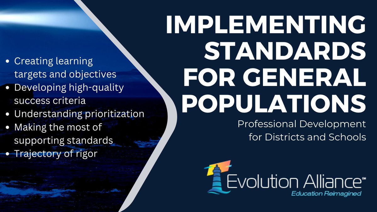 cogknowmsp's tweet image. This week’s highlighted Professional Development Area of Focus: Implementing Standards for General Populations
evolutionalliance.education/professional-d…
#CognitiveRigor #Education #Learning
