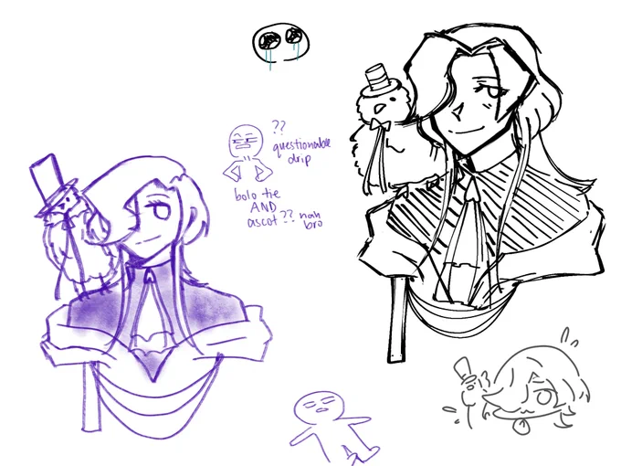 uyu drawn by 2 people who have no idea who he is 
(ft. me trying my best to describe him to the besties) 