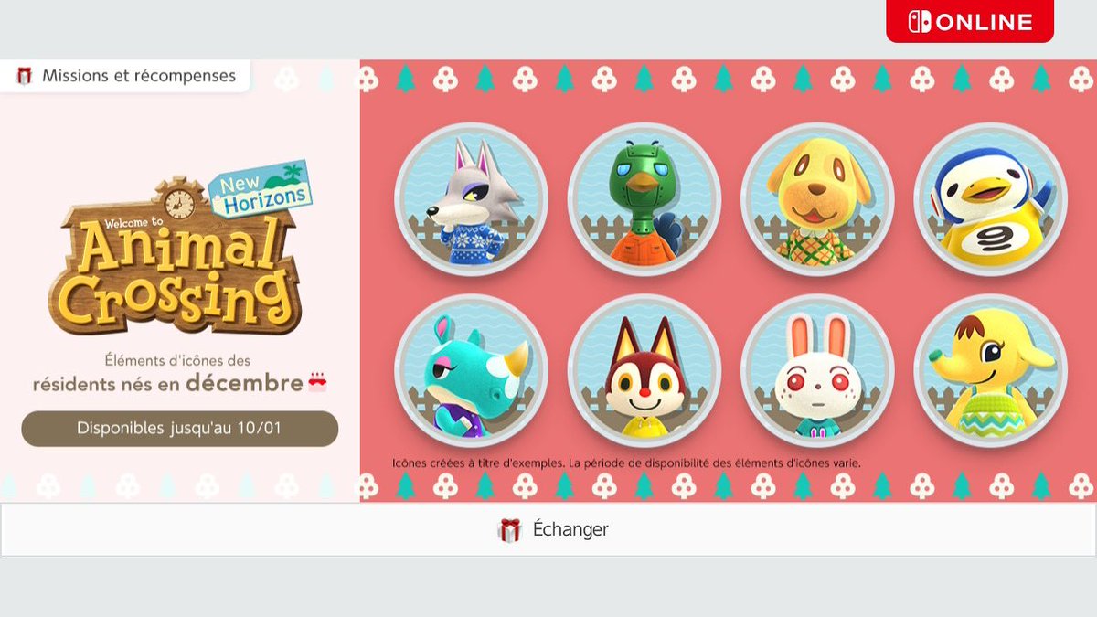 ⊱ ICÔNES DU MOIS DE DÉCEMBRE ⊰

Vous pouvez échanger vos points platines contre les icônes des habitants qui sont nés au mois de décembre !

Jusqu'au 10/01

#AnimalCrossingNewHorizons #ACNH #AnimalCrossing #ACNHEntraide
