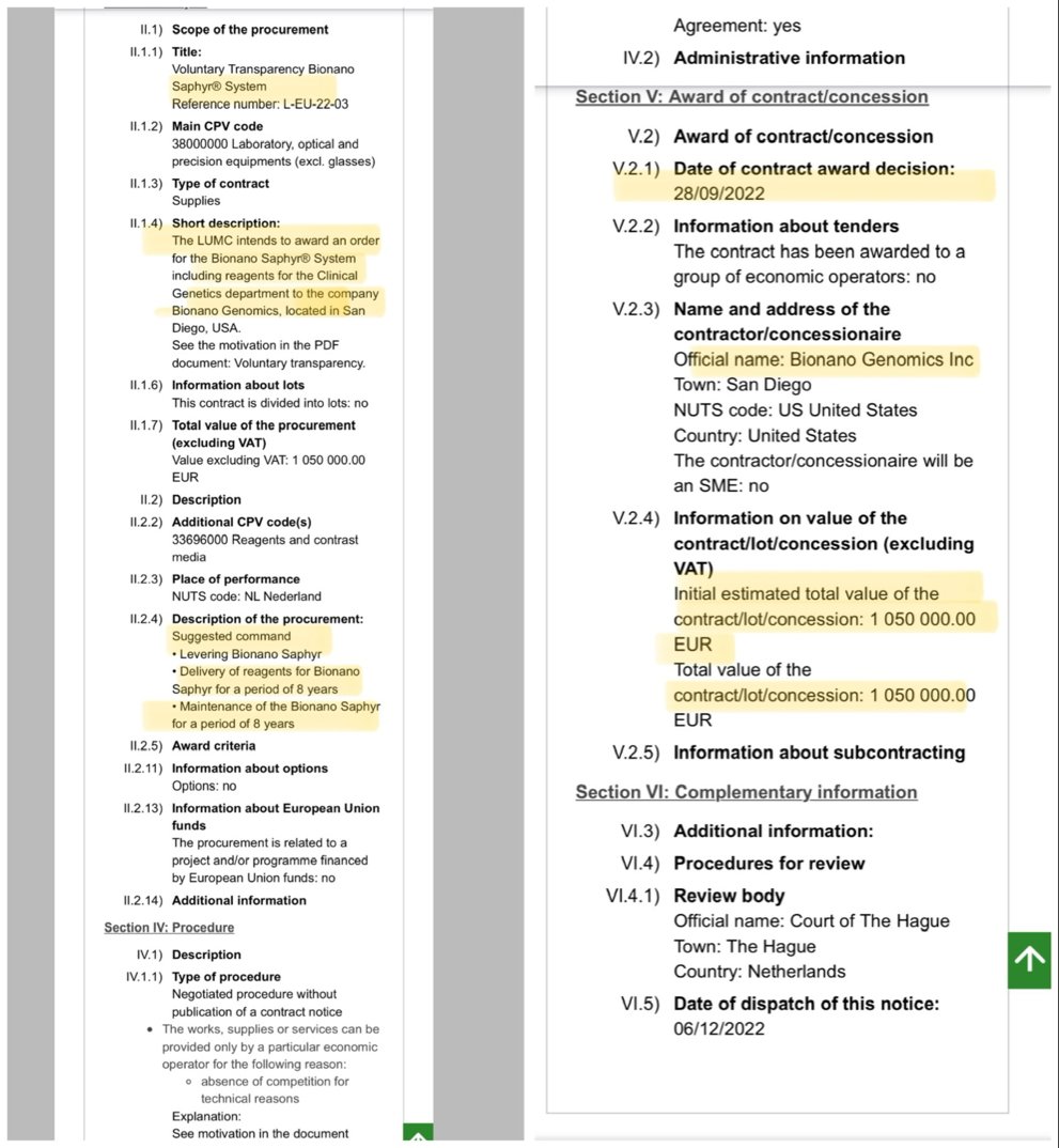 ciscojmd's tweet photo. $BNGO 📣🔥💰Whoah!! New contract $1.1 MIL/8 years? Consumables and maintenance Bionano Saphyr Optical Genome Mapping  Netherlands-Leiden Leiden University Medical Center #Bionano #genomics #OGM #saphyr #BNGO

2022/S 238-685001
... https://t.co/hAxaPK83bu https://t.co/wVQqxvPgpJ
