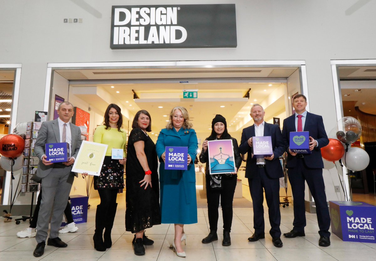 DCCIreland's tweet photo. Pictured at the #DesignIreland official store opening @ARIRetail, Terminal 1 @DublinAirport this week. 
Products from 28 Irish designers of jewellery, glassware, prints, textiles &amp; accessories will be stocked in the store, with plans to expand the collection over time. #MadeLocal https://t.co/zweGvtlrsC