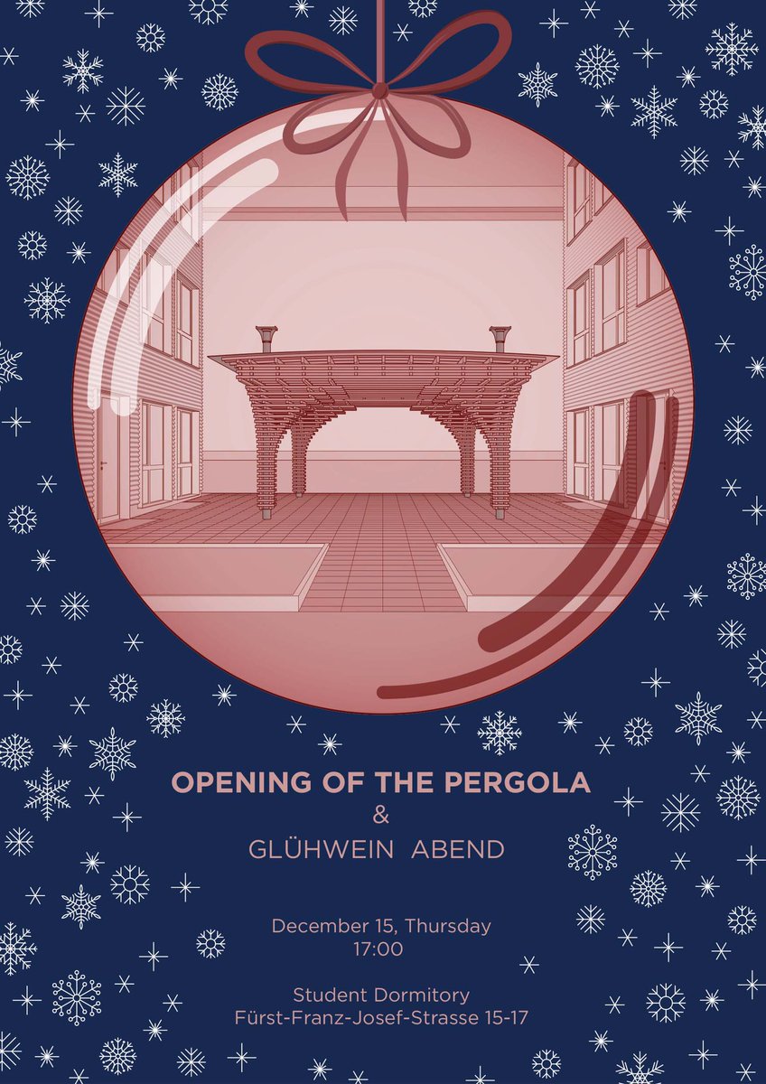 GabrielaBCortes's tweet photo. "Christmas is the day that holds all time together." Our #pergola is finished and it’s time to celebrate! Come & join the inauguration of the dorm canopy! When: ✨December 15. ✨17:00🕕 #studentdorm #unili @uni_li #Christmas #Glühwein #Vaduz #Liechtenstein #probono #architecture https://t.co/Z8g9or5132