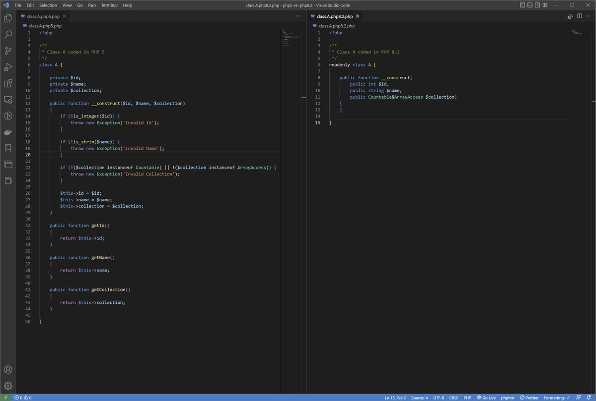 murat_purc's tweet image. Coding with PHP 5 vs. coding with PHP 8.2. 

#php #php5 #php82