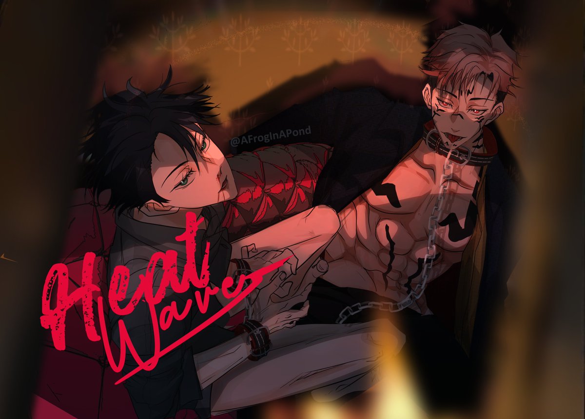 AFrogInAPond's tweet photo. A Rein Game

Cover for the JJK Dark Digital Zine ‘Heatwave’! 
Also available for wallpaper and a ‘heat-sensitive-ink’ print XD
PO is open at @JJKSummerHeat!

p.s My art can’t compare to other /dark/ hotness available in this zine, so be sure to check them out!
#宿伏 #sukufushi https://t.co/ZJ2s0eS4Ao