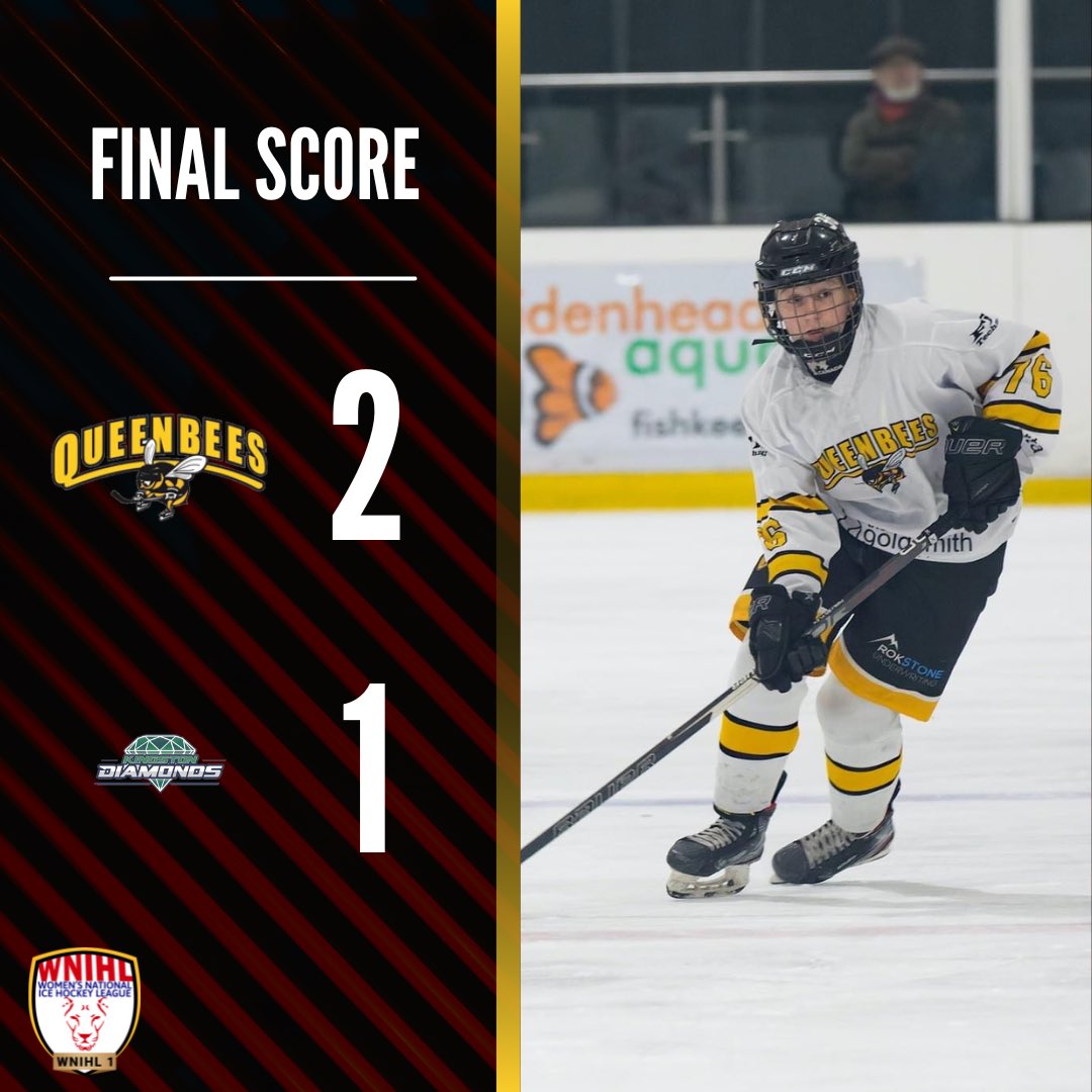 QueenBeesHockey's tweet photo. Fire Bees take a narrow win in #WNIHL1 against @K_DiamondsIHC.
Both goals from Sylvester who was also named player of the game ๐
#FireBees | #WNIHL https://t.co/DMqxoeudyW