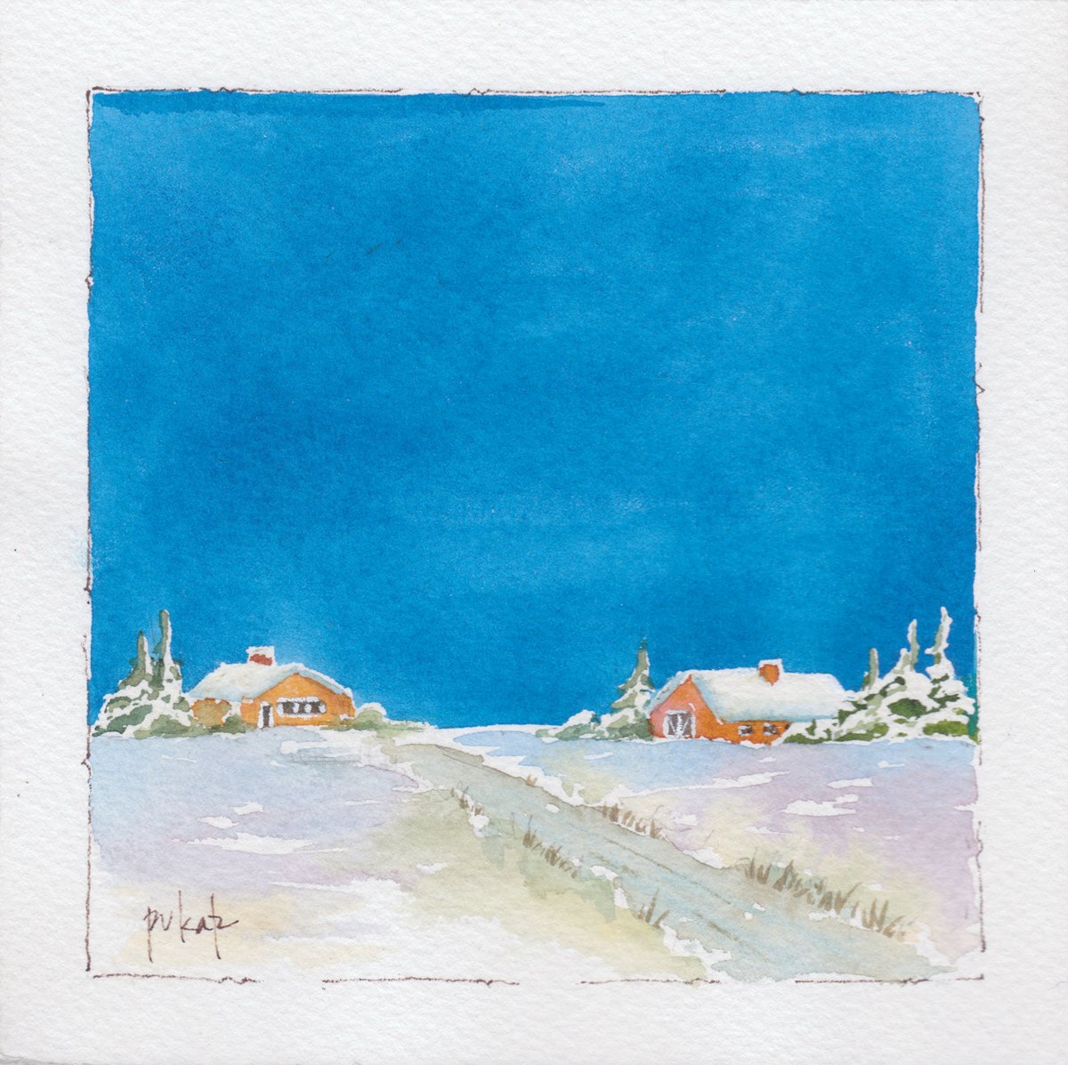 ‘Heading Home’ -  the Day 3 Release in the Blue Sky Series featuring nine paintings in nine days. This 6x6 original watercolor on paper is mounted on an 8x8 mat board and priced at $75 (shipping and taxes included). See link for how to make it yours.  pauseworks.com/patkatzartwp/r…