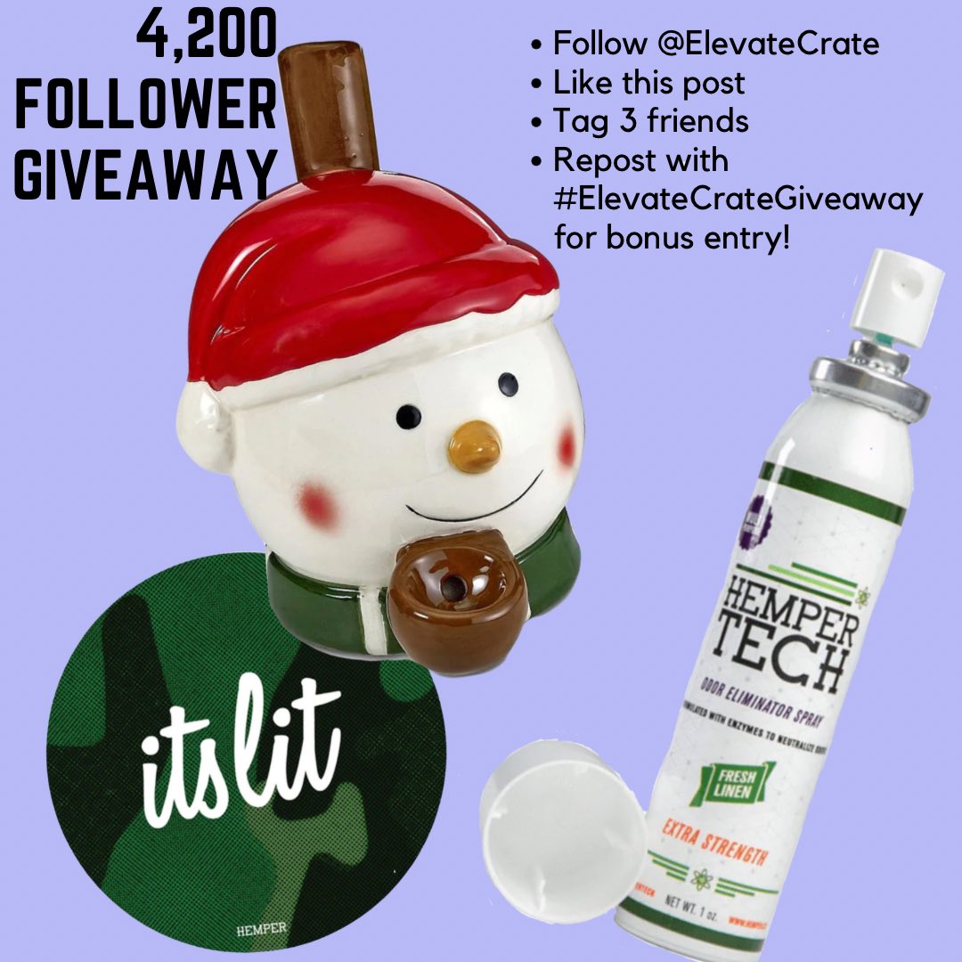 •Follow <a href="/ElevateCrate/">Stay Elevated 🍃💨</a>
•Like this post
•Tag 3 friends
•Repost with #ElevateCrateGiveaway for a bonus entry!

Thank you all for 4,200!! 💚
Next giveaway is at 5,000 🍃

Ends 12/18/22 9AM EST

#mmemberville #420friendly #cannabisculture #CannabisCommunity