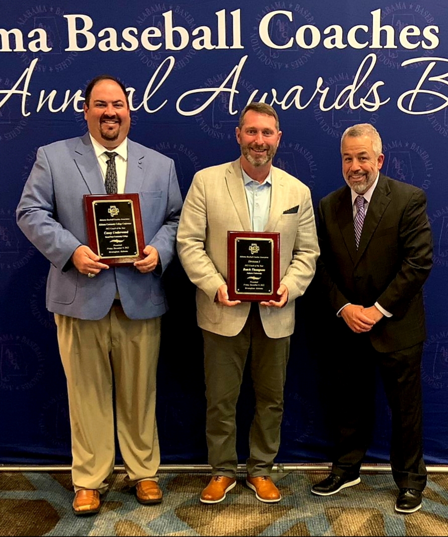 acccathletics's tweet photo. Congratulations to Casey Underwood (R) of @SneadBaseball on being named the 2022 @AlaBCAUpdates Two-Year Coach of the Year. It was a great season by the Parsons culminated by claiming the @acccathletics Baseball Championship and advancing to the NJCAA DI World Series. https://t.co/r9lnVVT0DG