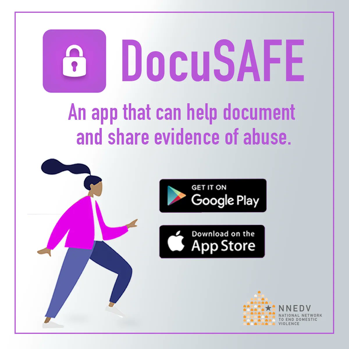 nnedv's tweet photo. It's #NationalAppDay! π± Did you know our Safety Net team has two apps that can help survivors and advocates identify, respond to, and document tech-facilitated harassment, stalking, and abuse? Check out the #TechSafetyApp and #DocuSAFE today: https://t.co/UbJHfoAJns https://t.co/yguyAUC9B6