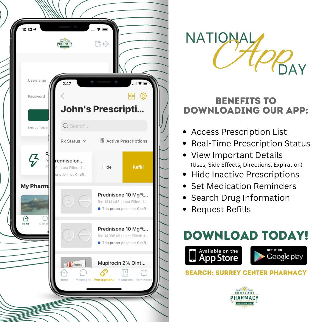 In honor of National App Day, we wanted to showcase our mobile app📱

If you haven't already downloaded it, what are you waiting for? 😁

Love our app? Please leave us a review on the app store!

#nationalappday #appday #mobileapp #prescriptionaccess #prescriptions