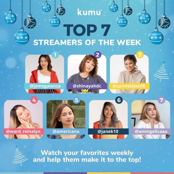 JanetMasuela's tweet photo. Congratulations to our one and only kumu queen "Jema Galanza" and the rest of the top streamers for this week. https://t.co/CyapDiNC6E