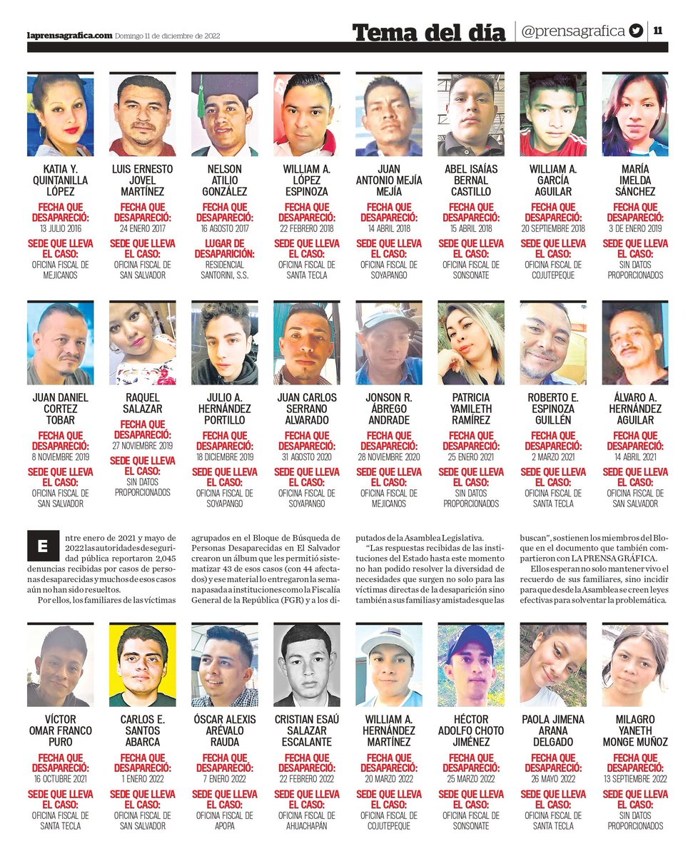 Avelar2112's tweet image. ¿Dónde están?

LPG nos muestra hoy los rostros de 44 salvadoreños desaparecidos. Sus familiares los buscan.