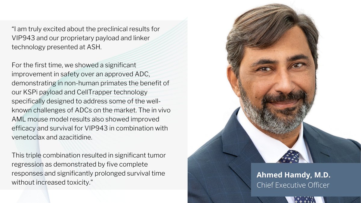Today at #ASH22, we present exciting preclinical data on VIP943, our novel anti-CD123 #antibodydrugconjugate, in AML.
Read our press release here:  ow.ly/nRzR50M0oY8