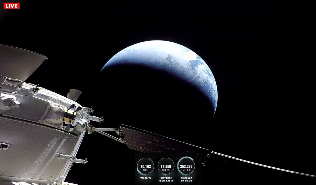 CsmSapiens's tweet photo. NASA Artemis 1 mission splashdown in 2 hours!
#NASA #Artemis1 #Orion #splashdown

LIVE: https://t.co/6M5GUPYOXb https://t.co/eaX1nxj4Qe