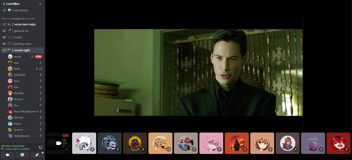 🍿Movie Night!🍿

Thanks to everyone that joined us yesterday to watch The Matrix! Last night was a major success and I hope you all had a fun and enjoyable time! 🥰

We will be hosting more funtastic movie nights for you all <a href="/LunchBoxAQW/">LunchBox 🍱</a> so stay tuned! 🍿