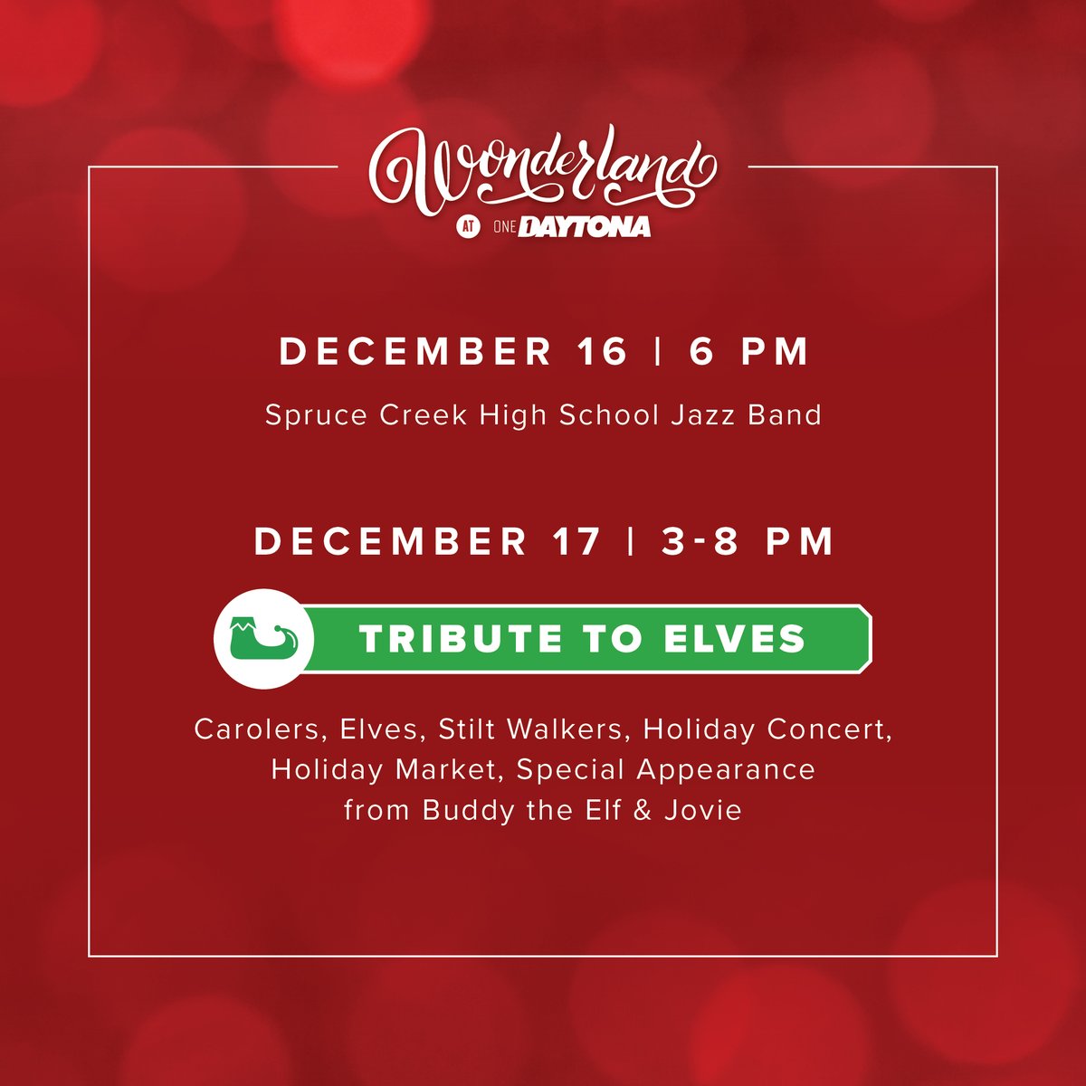 Join us next Saturday, Dec. 17, for a tribute to elves featuring your favorite elves, Buddy & Jovie. This will be the last Wonderland Special Character Meet & Greet of the holiday season. Be sure to sign up to capture the fun times and endless memories. bit.ly/3UMPWd9